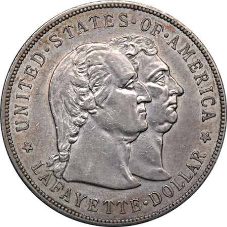 1900 Lafayette Dollar. AU-58.