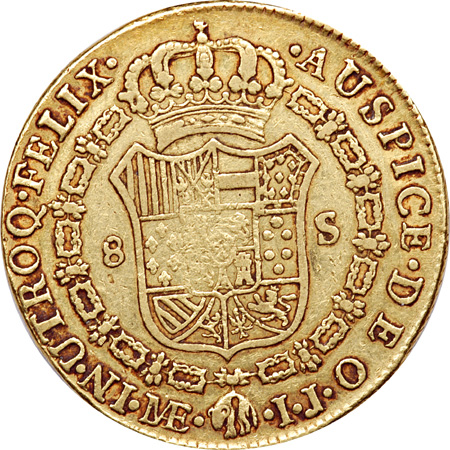 1797 IJ Peru Gold Doubloon VF+.