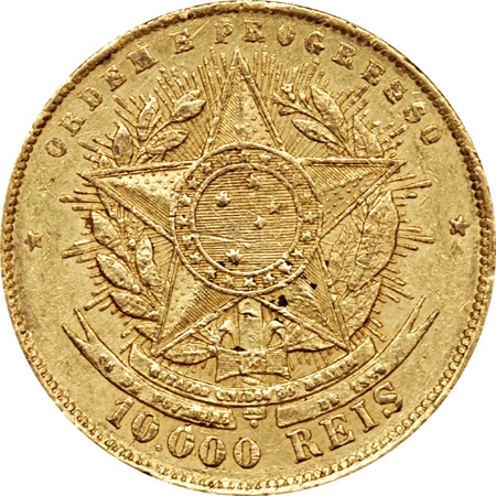 1889 Brazil 10,000 Ries XF/AU.