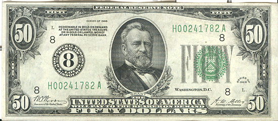 1928 $50.00 St. Louis. CU.