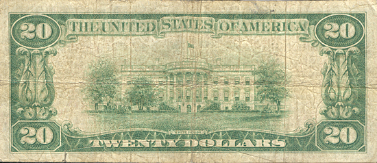 1929 $20.00. Three Rivers, Michigan Ty. 1. F.