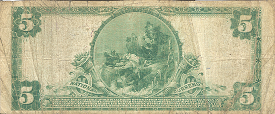 1902 $5.00. Plymouth, IL Blue Seal. VG.