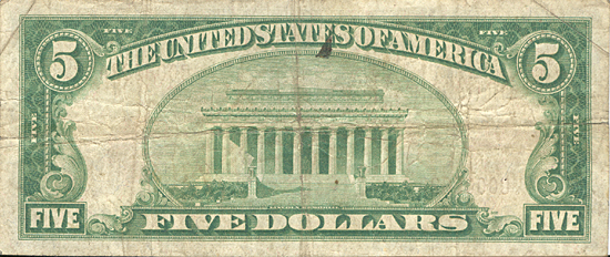 1929 $5.00. Jefferson City, MO Ty. 1. F.