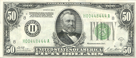 1928-A $50.00 St. Louis. CHCU.