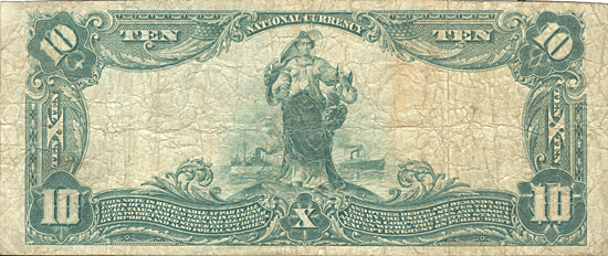 1902 $10.00. Council Bluffs, IA Blue Seal. VG.
