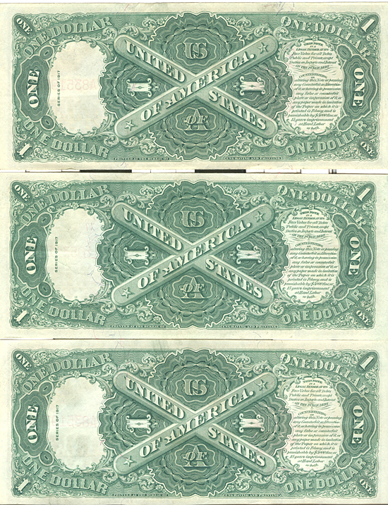 Three 1917 $1.00. XF.