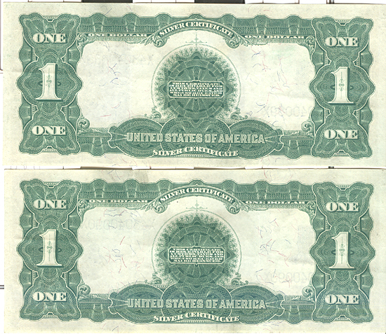 Two Sequential 1899 $1.00. Date Right. XF.