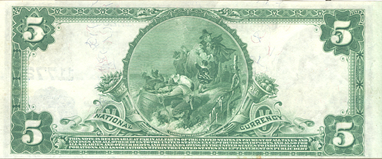 1902 $5.00. Lynchburg, OH Blue Seal. CHCU.