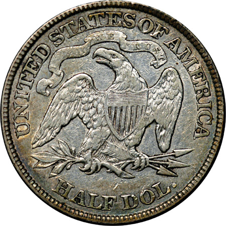 Three Seated Liberty Half Dollars.