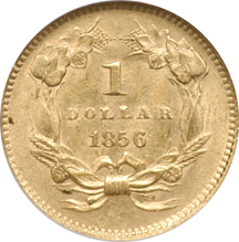 Two 1856 Gold Dollars. NGC MS-62.