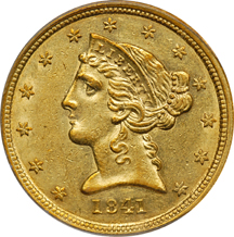 1841-C PCGS AU-58.