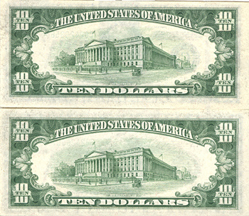 Two Sequential 1934-D $10.00 Philadelphia Star Notes. CHCU.