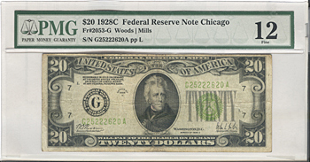 1928-C $20.00 Chicago. PMG F-12.