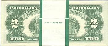 Pack of 1963 $2.00 Legal Tender Notes. CHCU.