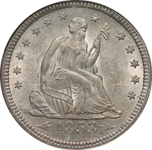 1853 Arrows & Rays. NGC MS-62.