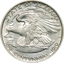 Two 1921 Alabama Centennial. AU-58.