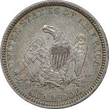 Three Seated Liberty Quarters.