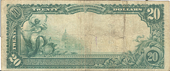 1902 $20.00. Waterloo, IA Blue Seal. F.