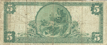 1902 $5.00. Shawneetown, IL Blue Seal. F.