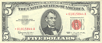 Ten Sequential 1963 $5.00 Stars. CU.