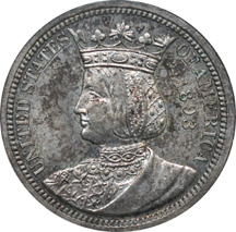 1893 Isabella Quarter. NGC AU-58.