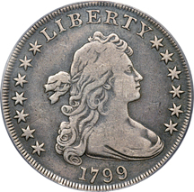 1799 B-9, BB-166, R-1 PCGS VF-25.