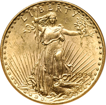 Two Saint-Gaudens Double Eagles. NGC MS-63.