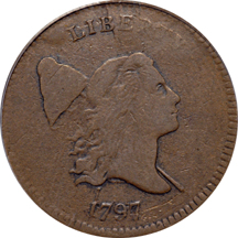 1797 1 Above 1, Plain Edge, C-1, R-2. PCGS VF-25.