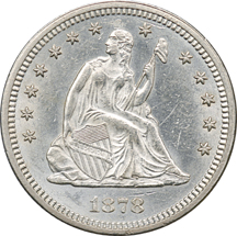 Two Seated Liberty Quarters.