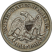 Four Seated Liberty Half Dollars.