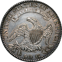 Three Capped Bust Lettered Edge Half Dollars.