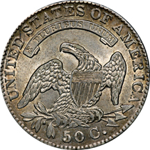 Three Capped Bust Lettered Edge Half Dollars.