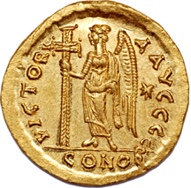 Gold Solidus of Zeno. Near Mint.