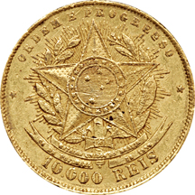 1889 Brazil 10,000 Ries XF/AU.