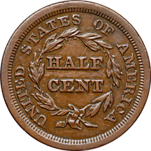 Two Half Cents and Three Large Cents.