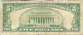 1929 $5.00. Mount Olive, IL Ty. 1. VG.