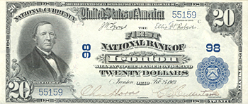 1902 $20.00. Ironton, OH Blue Seal. GemCU.