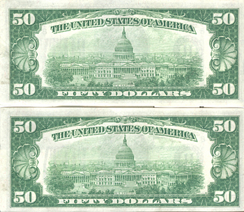 Two Sequential 1934 $50.00 St. Louis. CHCU.