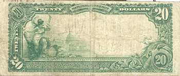 1902 $20.00. Villa Grove, IL Blue Seal. VF.