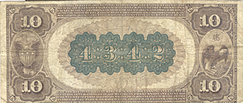 1882 $10.00. Kankakee, IL Brown Back. F.