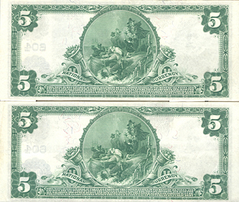 Two Sequential 1902 $5.00. York, PA Blue Seal. CHCU.