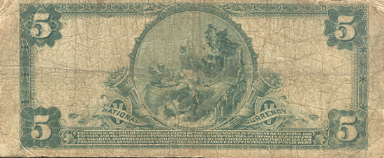 1902 $5.00. Gillespie, IL Charter# 12314 Blue Seal. VG.