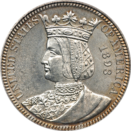 1893 Isabella Quarter. PCGS MS-63.