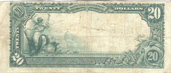 1902 $20.00. Monmouth, IL Charter# 4400 Blue Seal. VF.