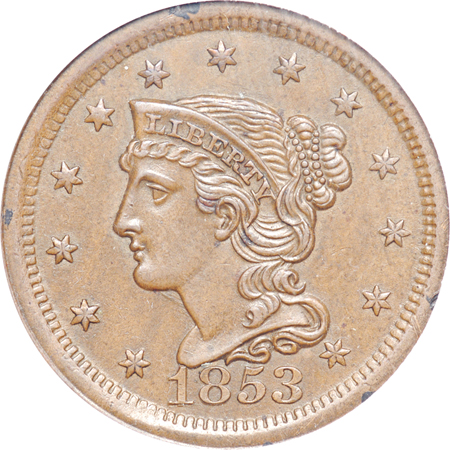 1853 PCGS MS-63 BN.