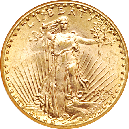 Four Saint-Gaudens Double Eagles. NGC MS-64.