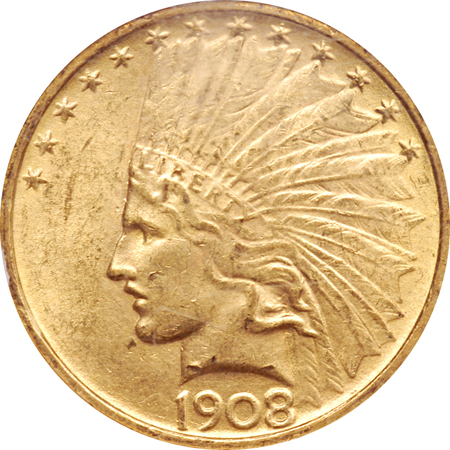 1908 No Motto. NGC MS-62.