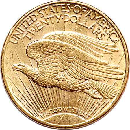 Three Saint-Gaudens Double Eagles.