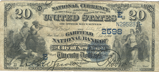 1882 $20.00. New York, NY Charter# 2598 Date Back. F.