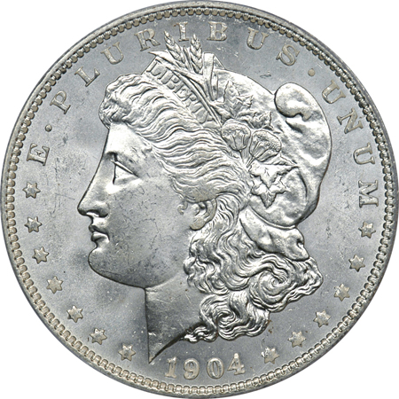 Three Morgan Silver Dollar. PCGS MS-66.